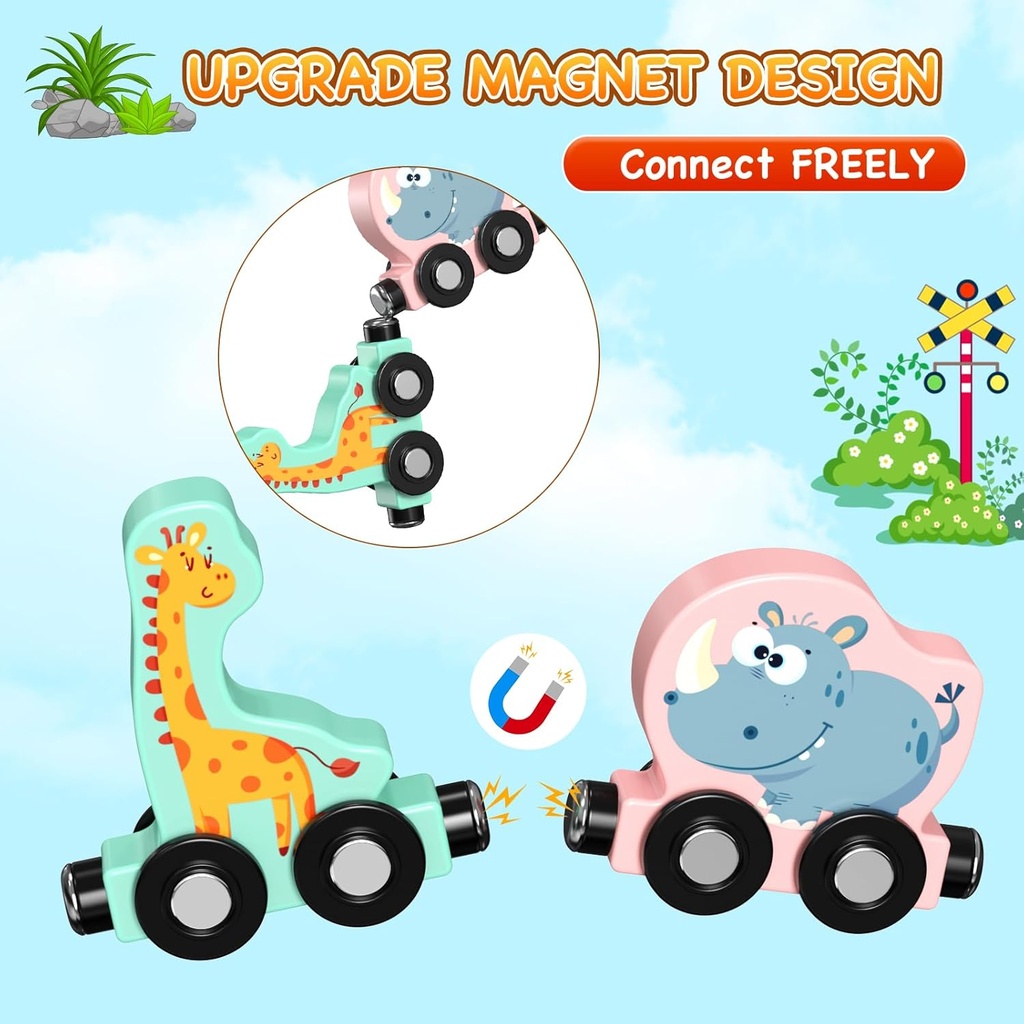 Juguete tren magnético para niños Montessori Animals Train
