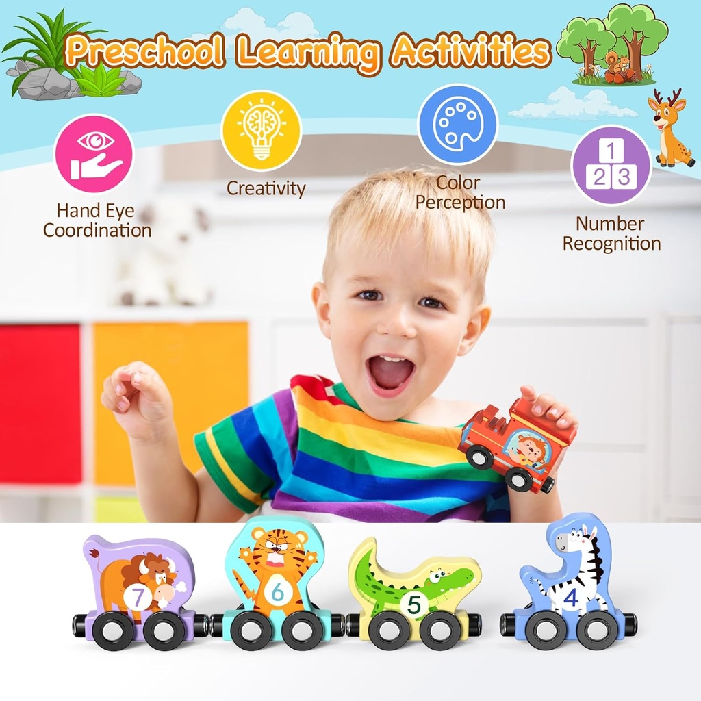 Juguete tren magnético para niños Montessori Animals Train