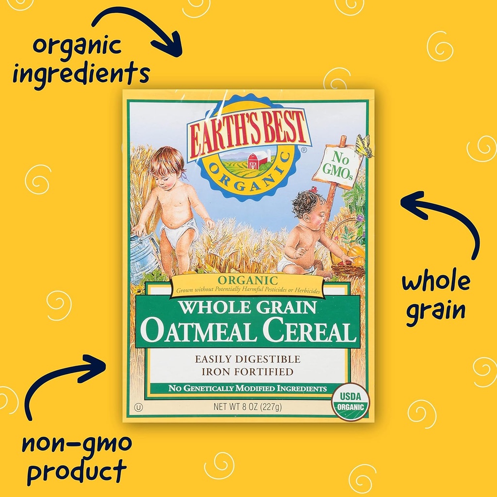 Cereal de avena orgánica 4 meses 8 onzas Earth's best