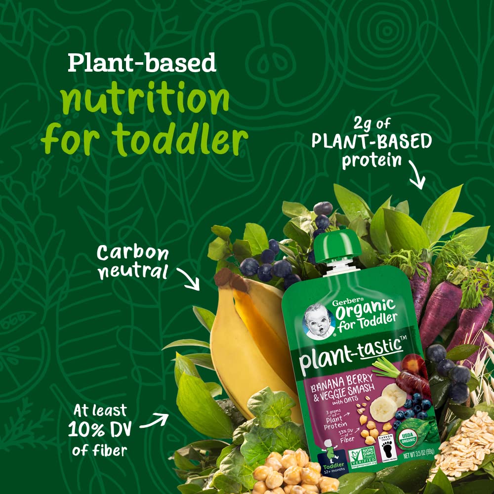 Comida orgánica 3 pack 6 meses sabor banano y baya de frutas
