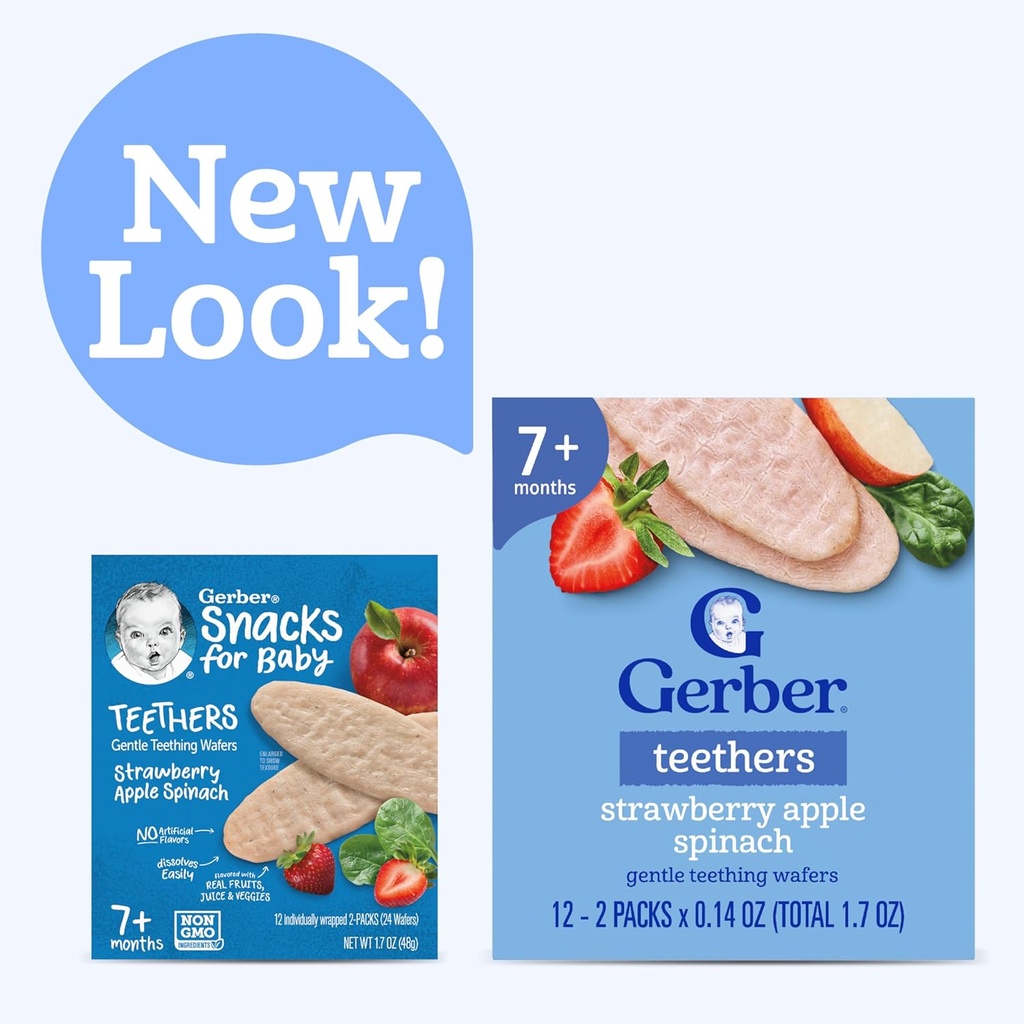 Snacks para encillas 7 meses 12 unidades gerber sabor manzana y fresa