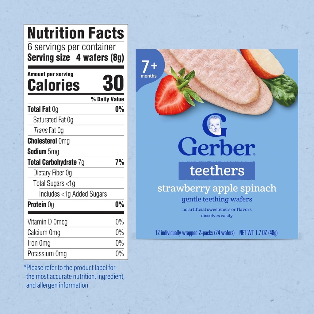 Snacks para encillas 7 meses 12 unidades gerber sabor manzana y fresa