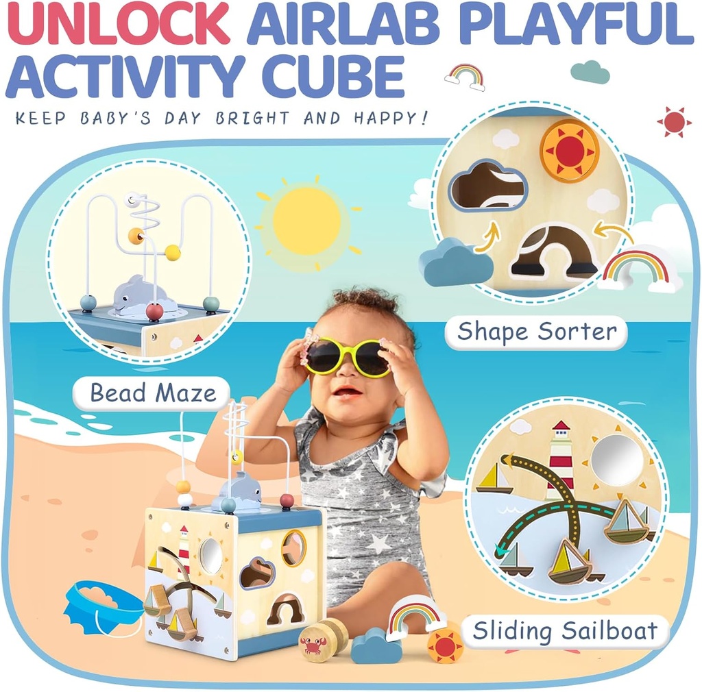 Cubo de Actividades de Madera Montessori – Airlab
