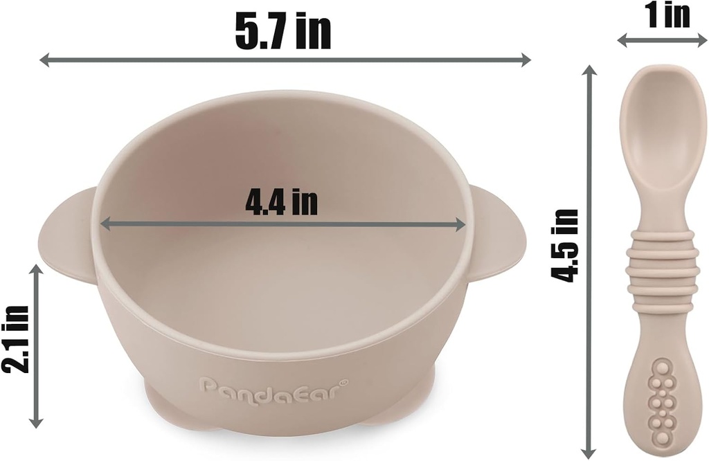 Set de 3 Tazones de Silicona con Succión + 3 Cucharas para Bebé