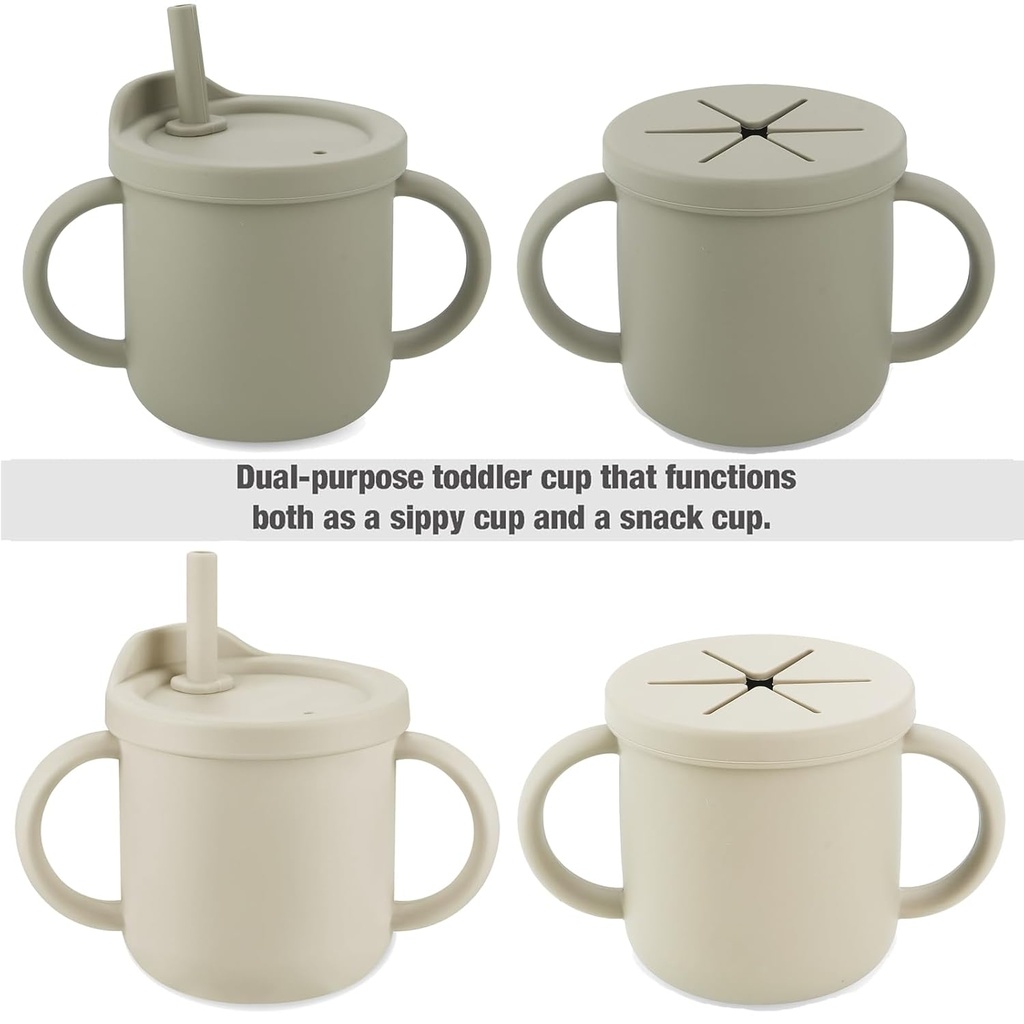 Set 2 en 1 de Vasos de Entrenamiento con Pajilla + Snack Cup