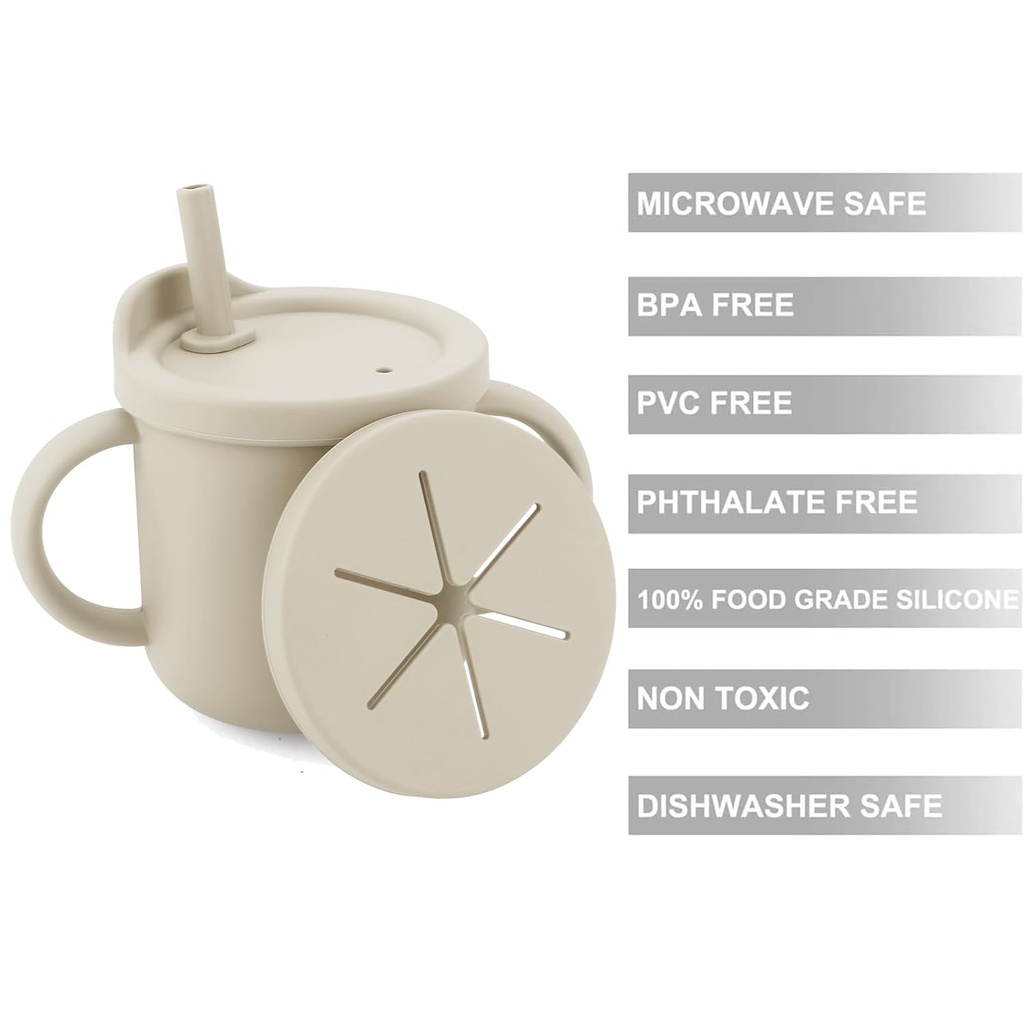 Set 2 en 1 de Vasos de Entrenamiento con Pajilla + Snack Cup