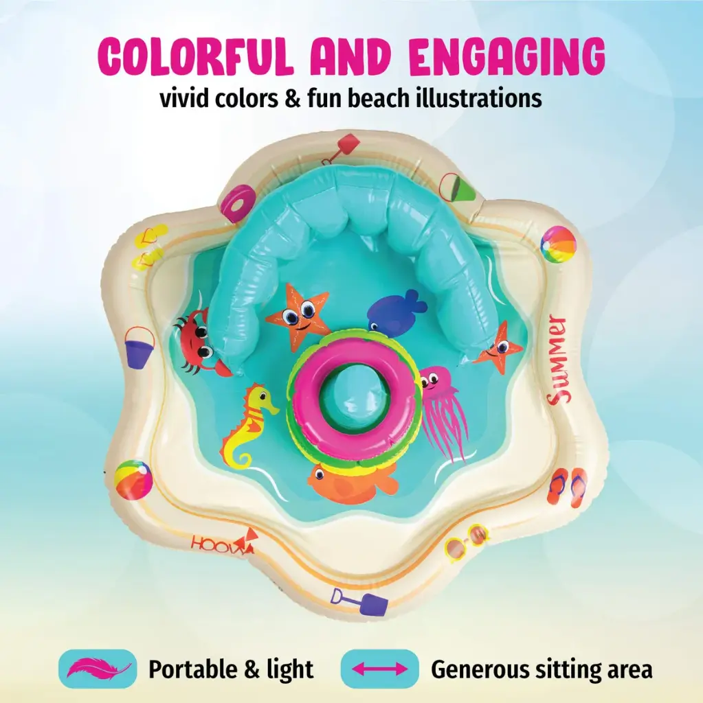 Colchoneta Inflable para Bebé con Respaldo y Anillos Apilables - Hoovy