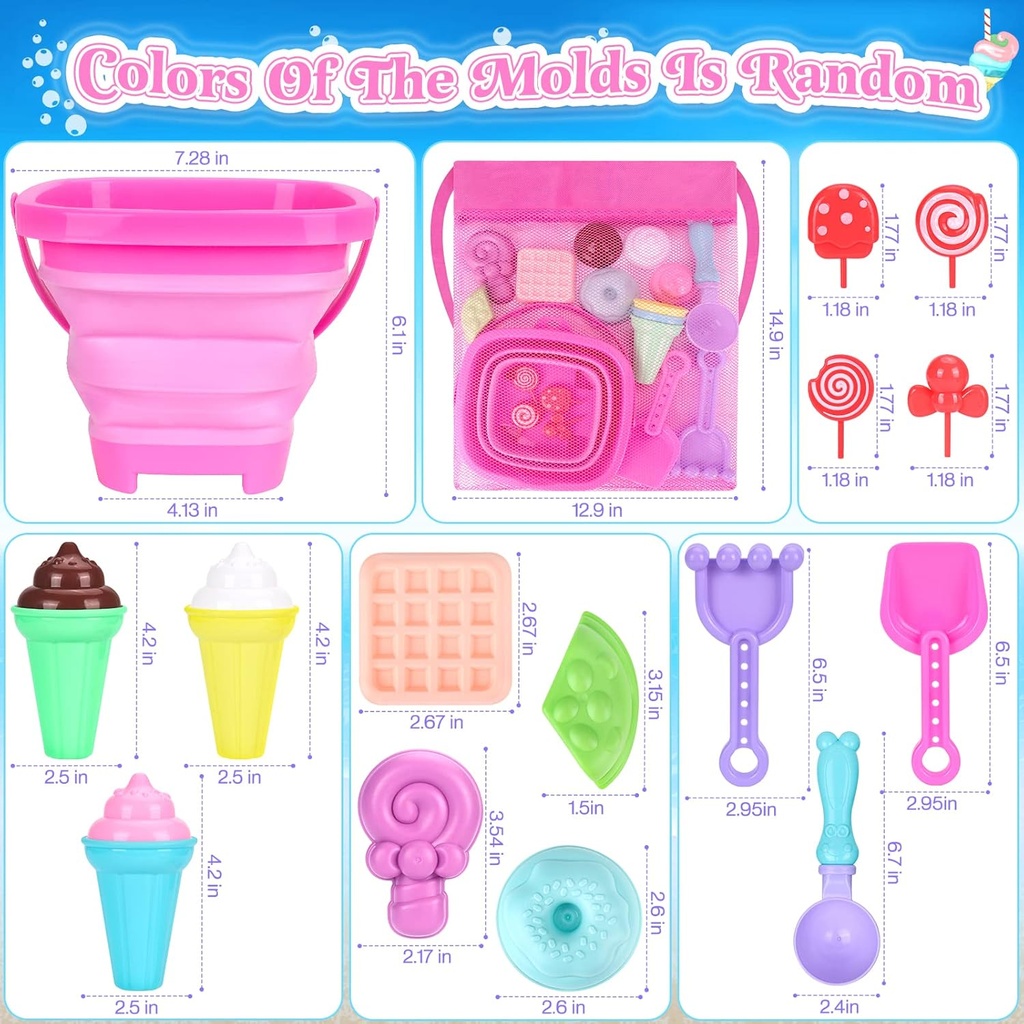 Set de Juguetes de Playa Plegables para Niña (19 Piezas)