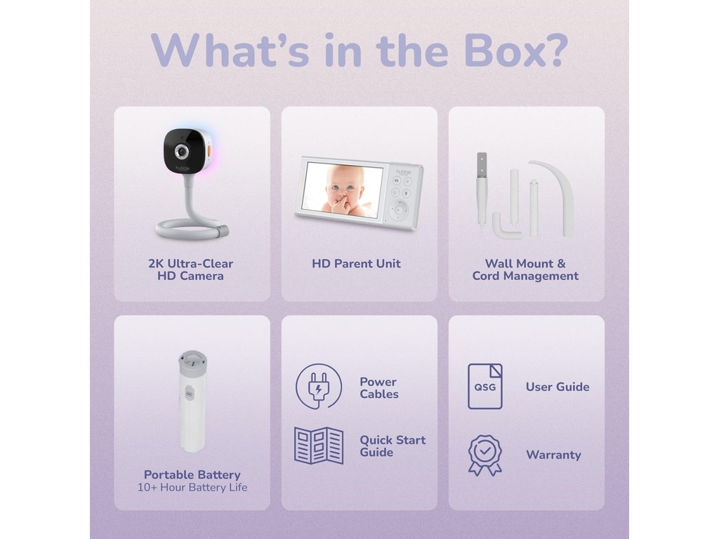 Monitor de Bebé Portátil 2K con IA y Pantalla HD GoBaby AI - Hubble Connected