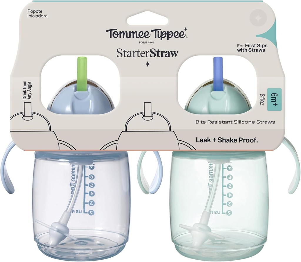 Vasos con pajilla 8 oz - Tommee Tippee Starter