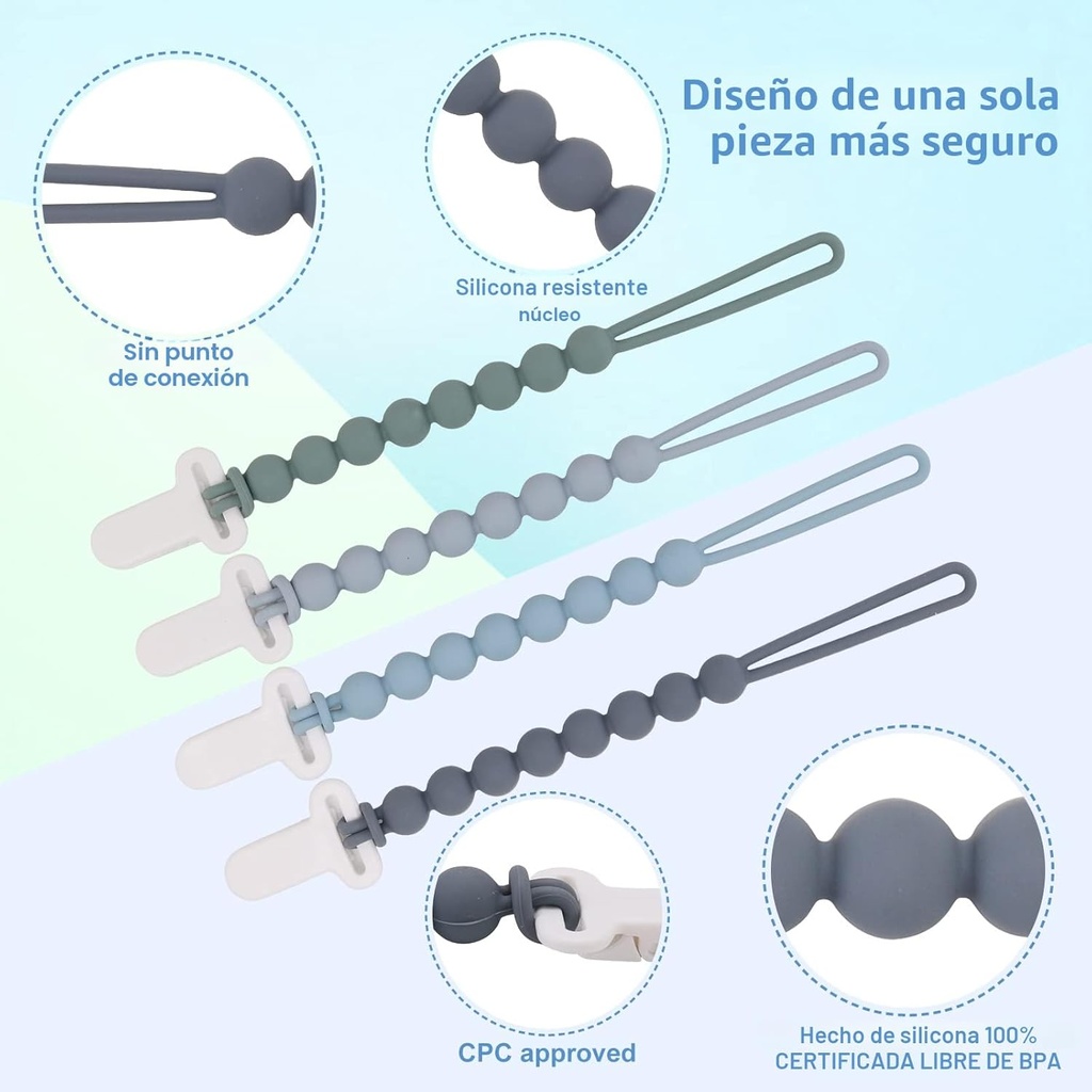 4 clips de silicona unisex para pepe 