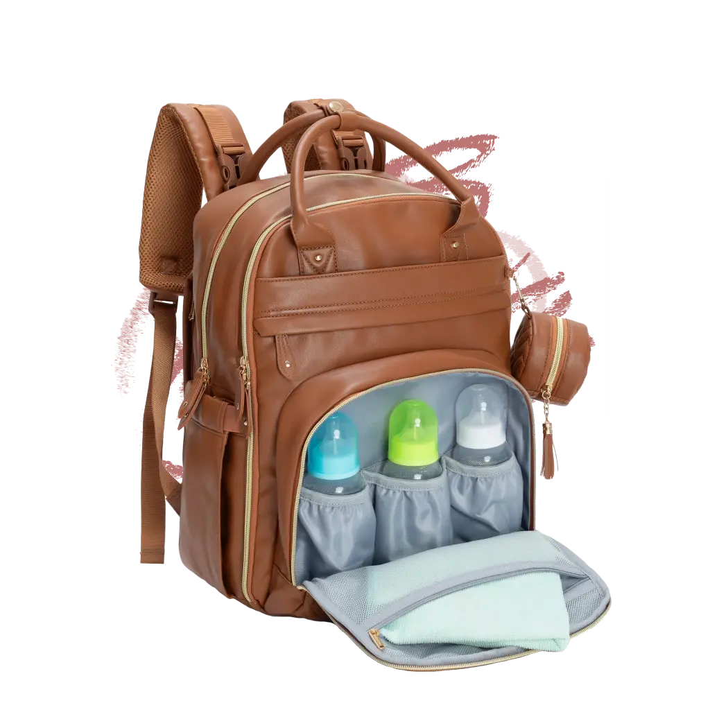 Mochila Pañalera de Cuero - BabbleRoo