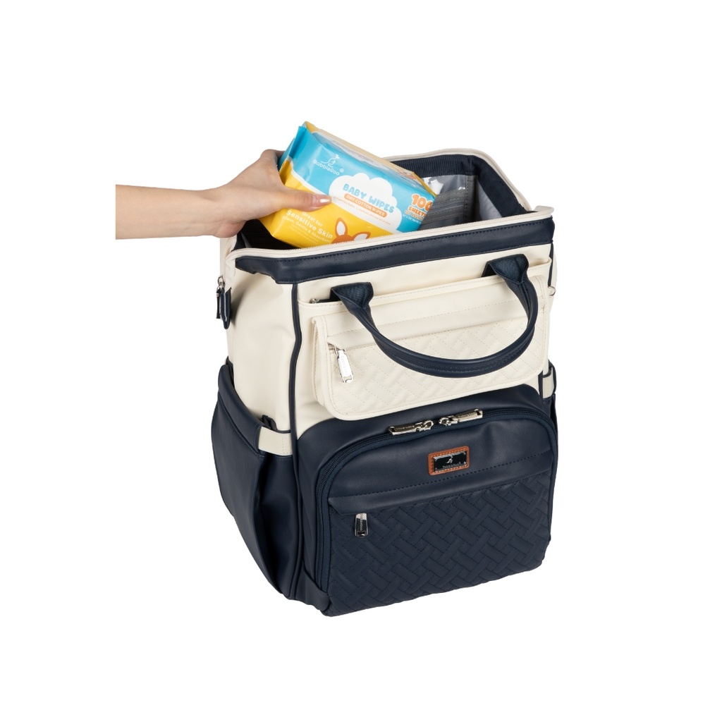 Mochila Pañalera de Cuero Vegano con Apertura Amplia (Wide Top) - BabbleRoo