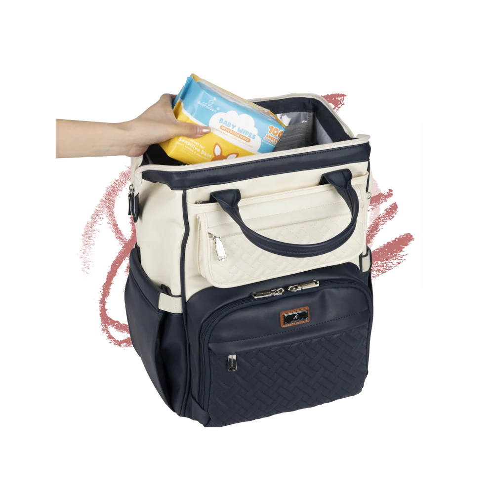Mochila Pañalera de Cuero Vegano con Apertura Amplia (Wide Top) - BabbleRoo