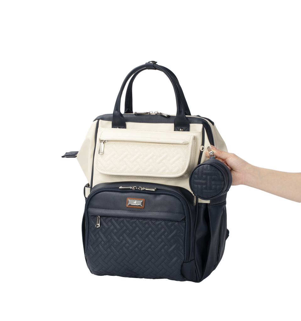 Mochila Pañalera de Cuero Vegano con Apertura Amplia (Wide Top) - BabbleRoo