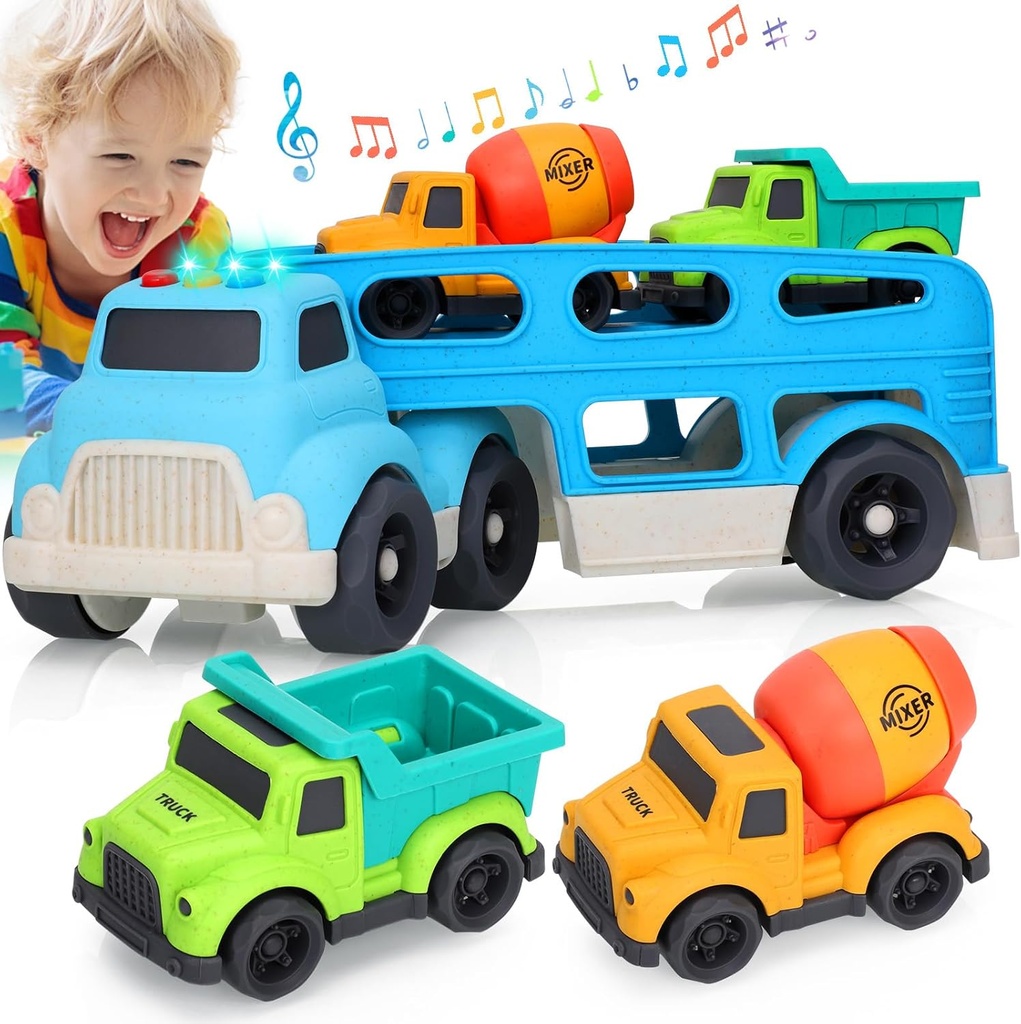 Juguete de autos de construcción con luz musical