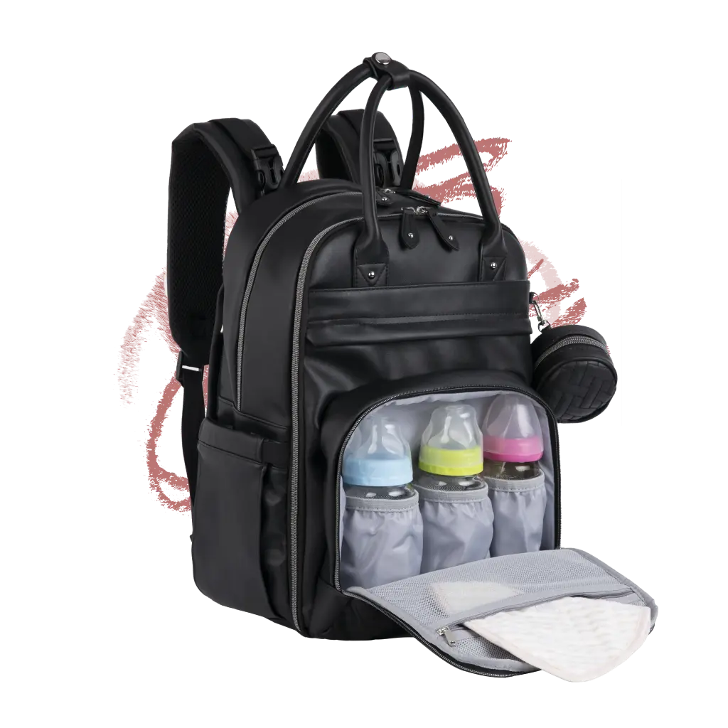 Mochila Pañalera de Cuero Vegano - BabbleRoo