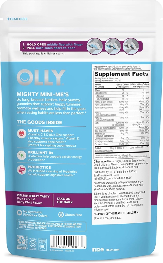  Probioticos y multivitaminicos, marca Olly