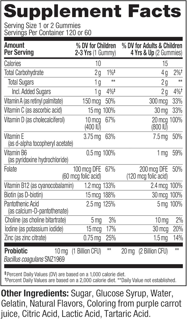  Probioticos y multivitaminicos, marca Olly