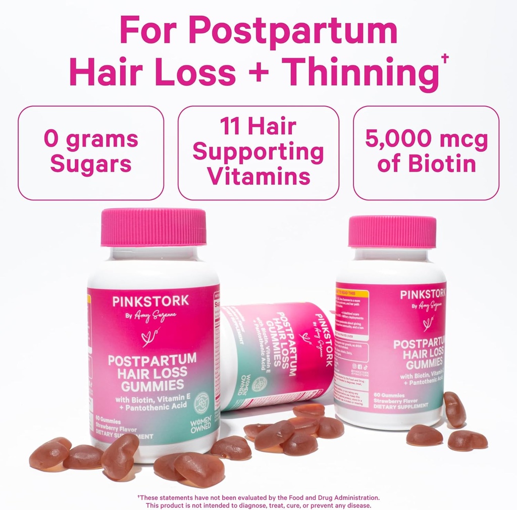 Gomitas postparto para pérdida de cabello, Pink Stork