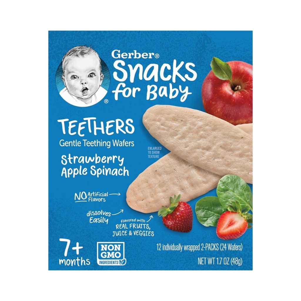 Snacks Teethers Gerber sabor manzana y fresa