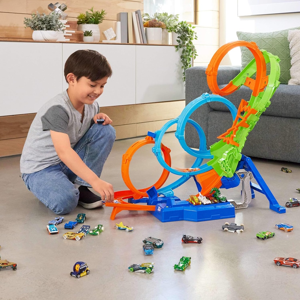 Pista de 4 bucles Hot Wheels
