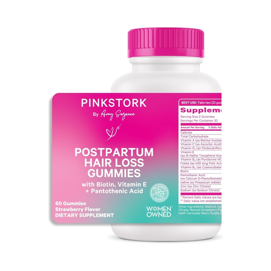 Gomitas postparto para pérdida de cabello, Pink Stork