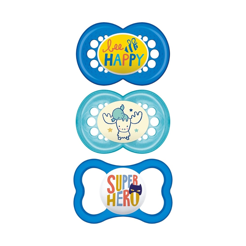 Kit variado de 3 chupetes, 12-16 meses