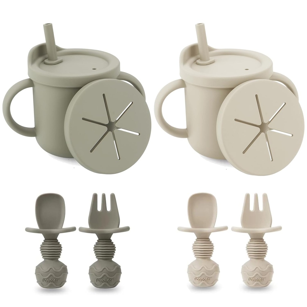 Set 2 en 1 de Vasos de Entrenamiento con Pajilla + Snack Cup