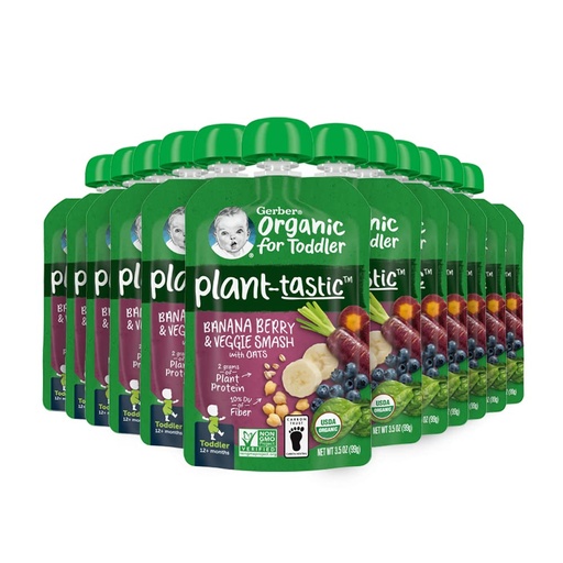 [00048] 3 pack de comida orgánica Gerber sabor banano y baya de frutas