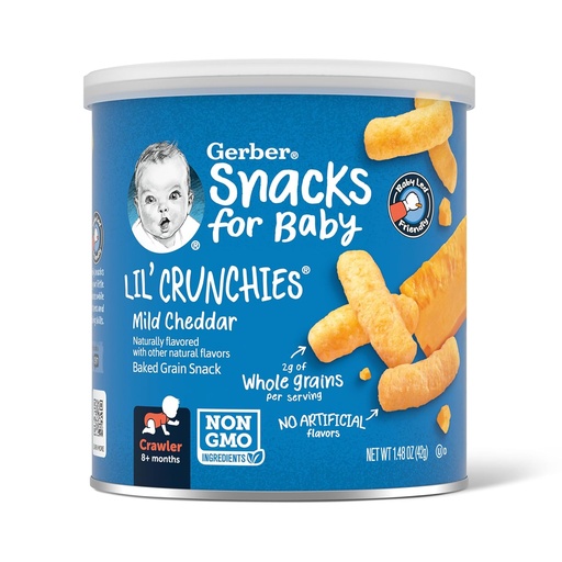[00050] Snacks para bebés Lil Crunchies' Gerber sabor cheddar