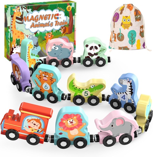 [00369] Juguete Montessori Tren magnético Animals Train