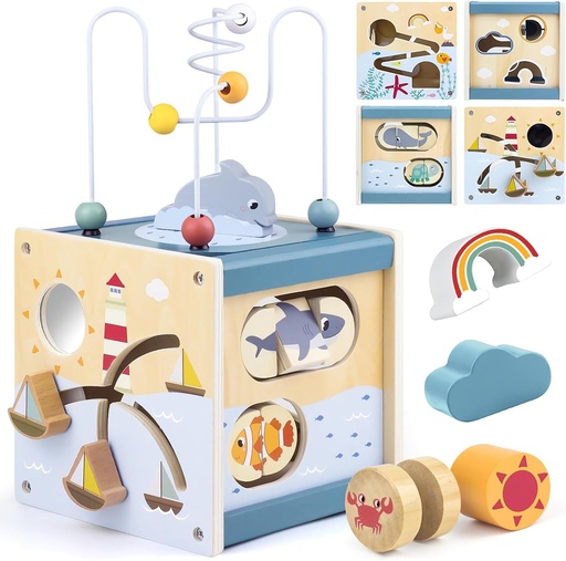 [00518] Cubo de Actividades de Madera Montessori – Airlab