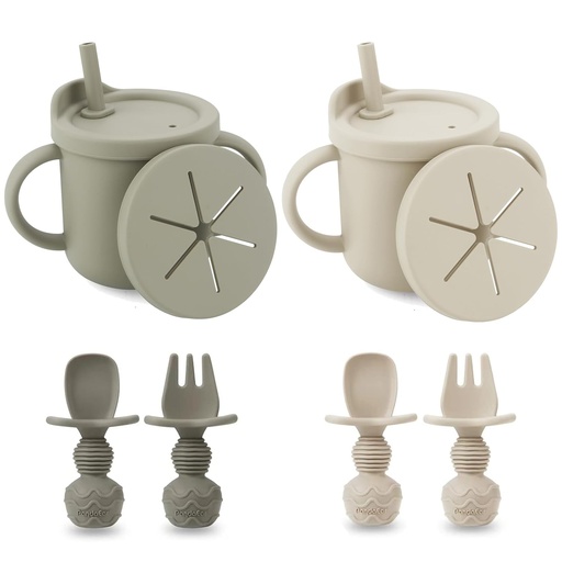 [00643] Set 2 en 1 de Vasos de Entrenamiento con Pajilla + Snack Cup