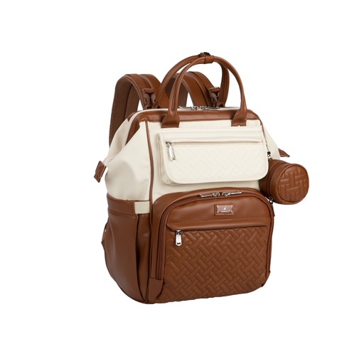 Mochila Pañalera de Cuero Vegano con Apertura Amplia (Wide Top) - BabbleRoo